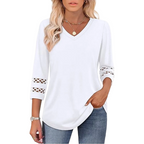 🌞Summer Sale 49% OFF🔥Women’s Solid Casual V-Neck Top with 3/4 Sleeves