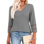 🌞Summer Sale 49% OFF🔥Women’s Solid Casual V-Neck Top with 3/4 Sleeves