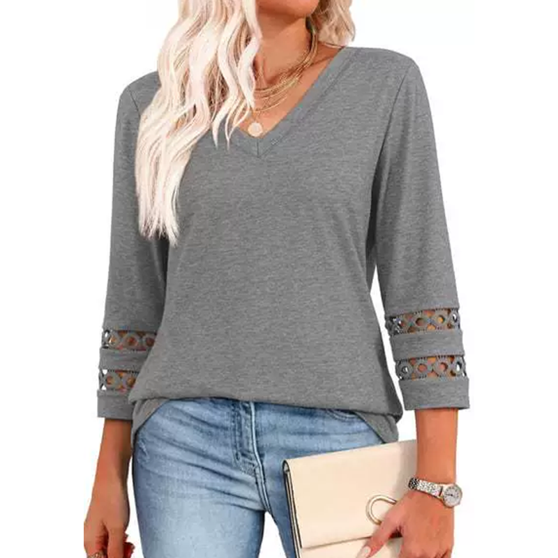 🌞Summer Sale 49% OFF🔥Women’s Solid Casual V-Neck Top with 3/4 Sleeves