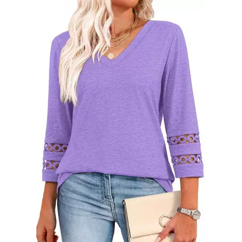 🌞Summer Sale 49% OFF🔥Women’s Solid Casual V-Neck Top with 3/4 Sleeves