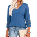 🌞Summer Sale 49% OFF🔥Women’s Solid Casual V-Neck Top with 3/4 Sleeves
