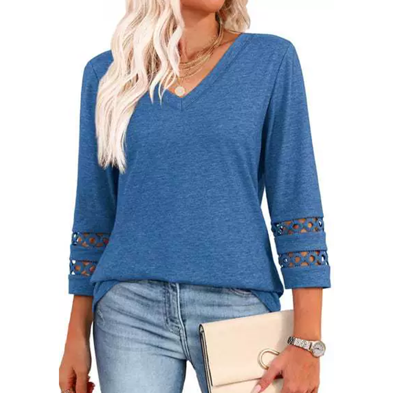 🌞Summer Sale 49% OFF🔥Women’s Solid Casual V-Neck Top with 3/4 Sleeves