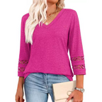 🌞Summer Sale 49% OFF🔥Women’s Solid Casual V-Neck Top with 3/4 Sleeves