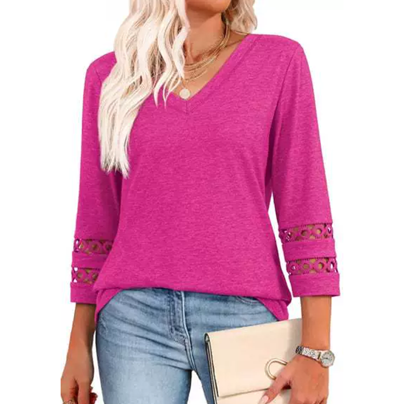 🌞Summer Sale 49% OFF🔥Women’s Solid Casual V-Neck Top with 3/4 Sleeves