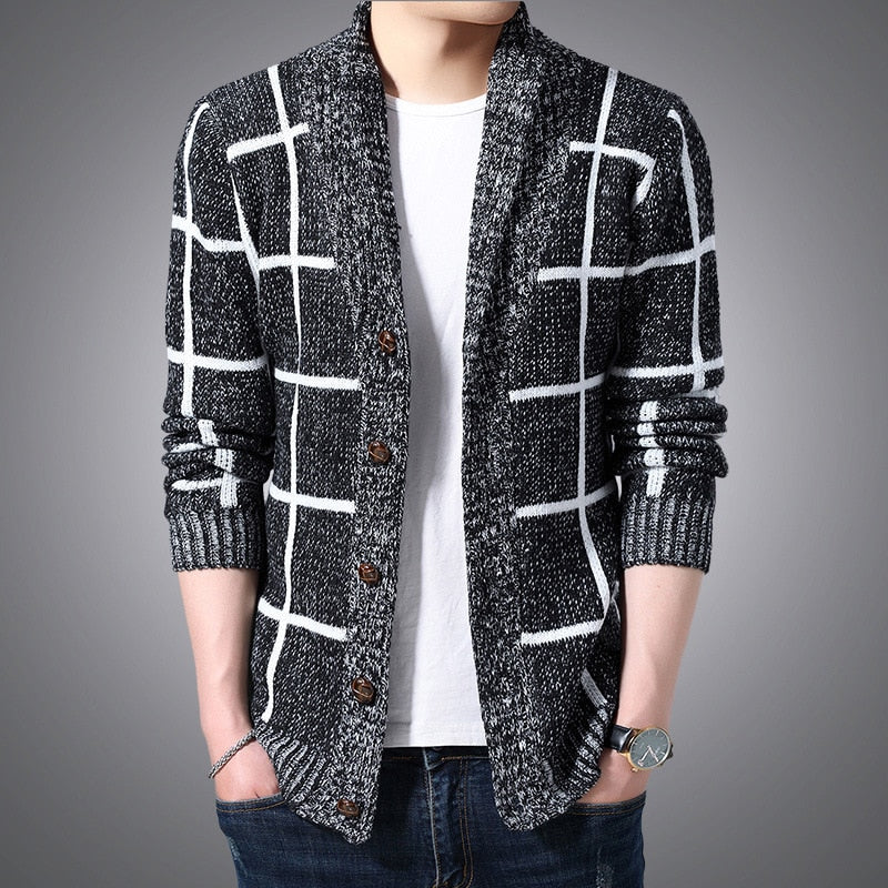 🍂Fall Specials🍂Men's Plaid Knit Sweater Cardigan Jacket