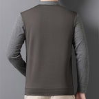 🌟New autumn men's faux two-piece cardigan with a turn-down collar.