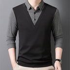 🌟New autumn men's faux two-piece cardigan with a turn-down collar.