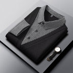 🌟New autumn men's faux two-piece cardigan with a turn-down collar.
