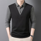🌟New autumn men's faux two-piece cardigan with a turn-down collar.