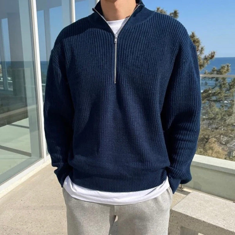✨Men's Casual Ribbed Half-Zip Sweater