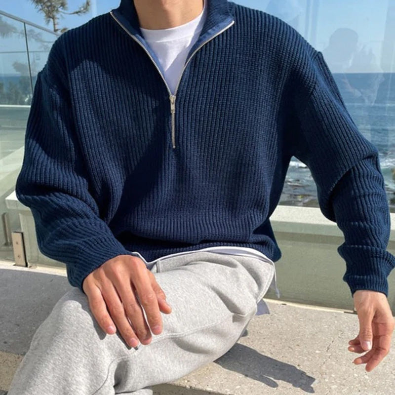 ✨Men's Casual Ribbed Half-Zip Sweater