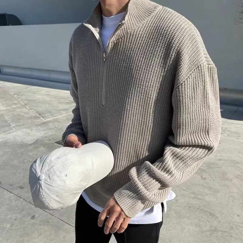 ✨Men's Casual Ribbed Half-Zip Sweater