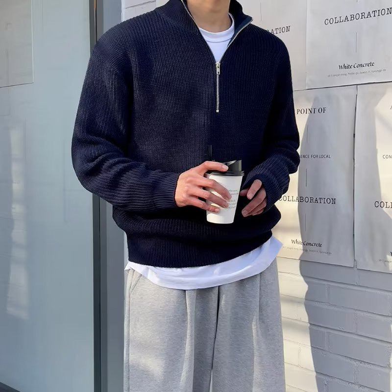 ✨Men's Casual Ribbed Half-Zip Sweater