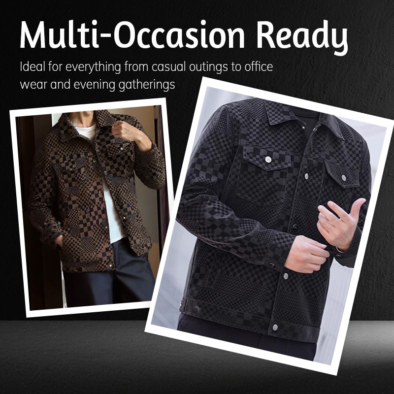 🎉Free shipping ✈️Men’s Premium Cozy Plaid Pattern Suede Jacket