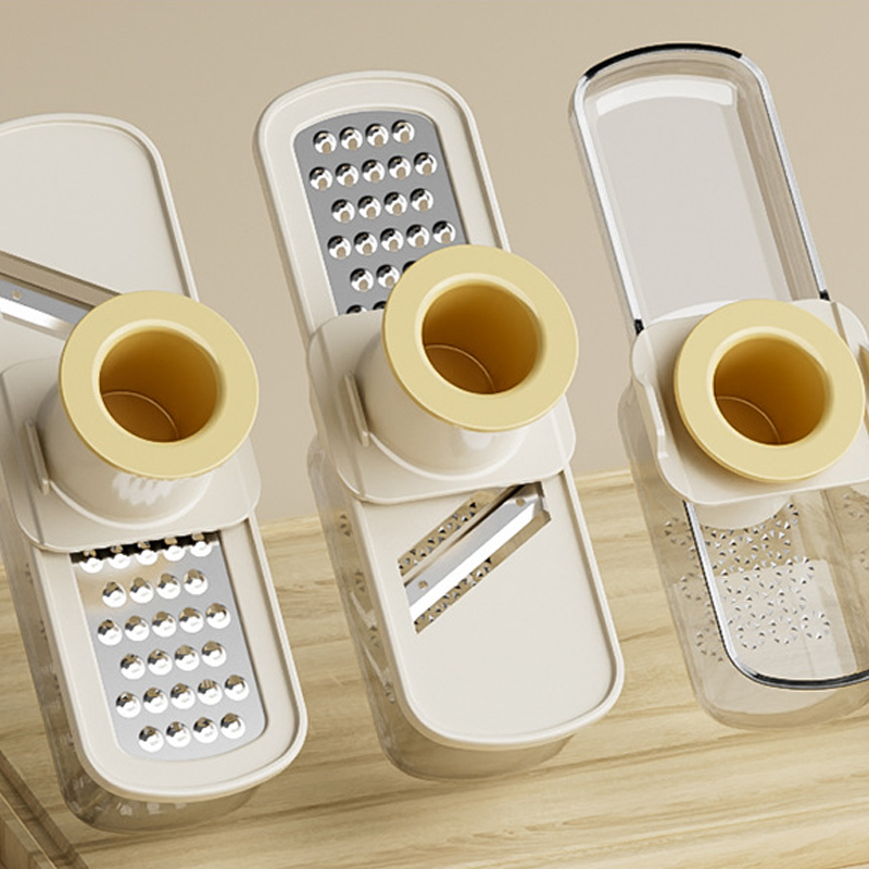 🔪 BUY 2 GET 1 FREE! 🥔 3-in-1 Mandoline Slicer with Container - Sharp Stainless Blades for Perfect Cuts, Compact & Dishwasher Safe 🥒📦