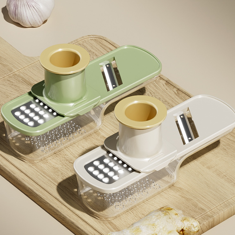 🔪 BUY 2 GET 1 FREE! 🥔 3-in-1 Mandoline Slicer with Container - Sharp Stainless Blades for Perfect Cuts, Compact & Dishwasher Safe 🥒📦