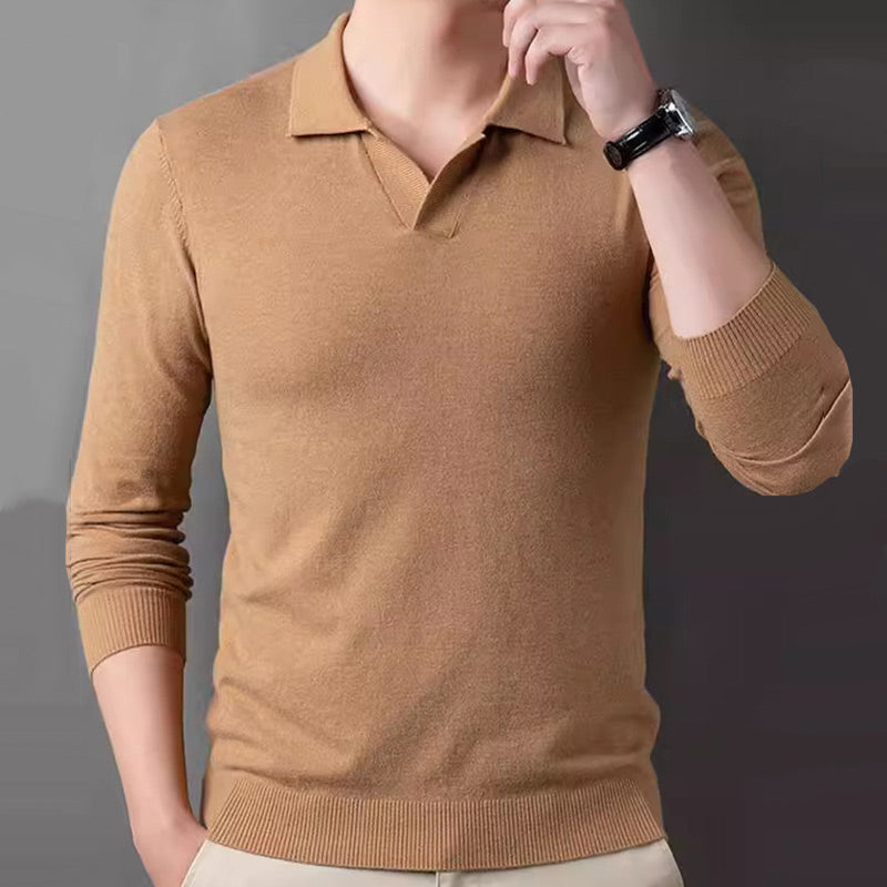 ✨Lightweight and warm✨Men's Soft Pullover Sweater with Lapel Collar