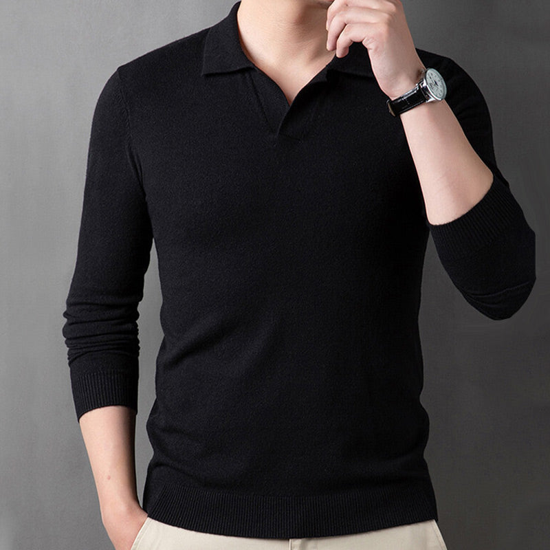 ✨Lightweight and warm✨Men's Soft Pullover Sweater with Lapel Collar