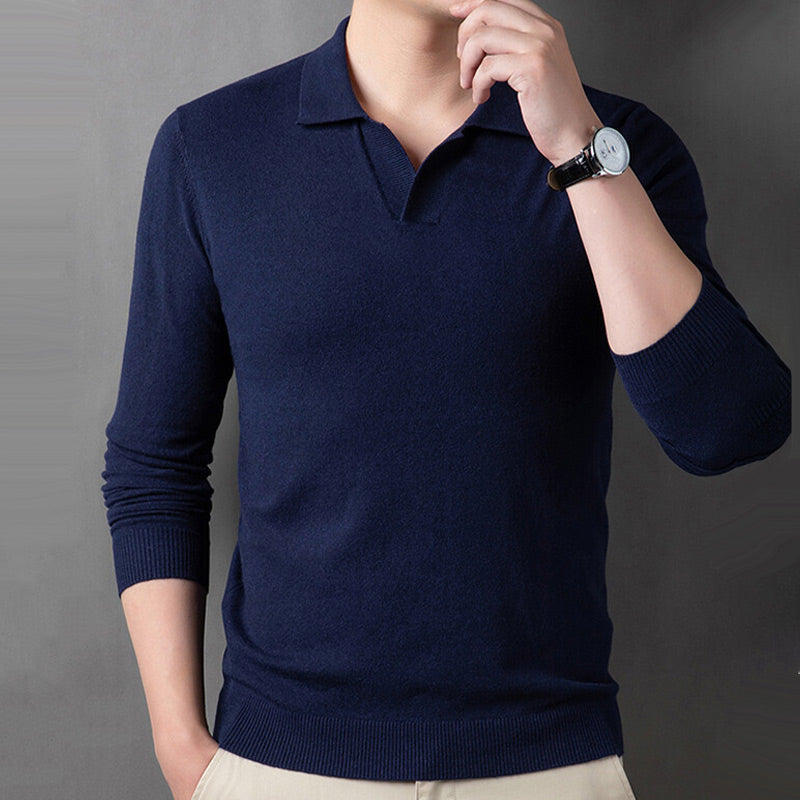 ✨Lightweight and warm✨Men's Soft Pullover Sweater with Lapel Collar