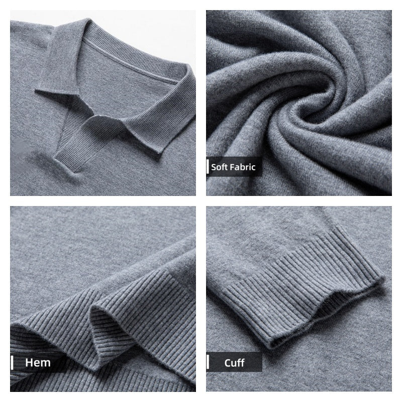 ✨Lightweight and warm✨Men's Soft Pullover Sweater with Lapel Collar