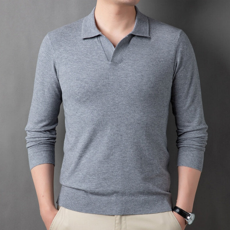 ✨Lightweight and warm✨Men's Soft Pullover Sweater with Lapel Collar