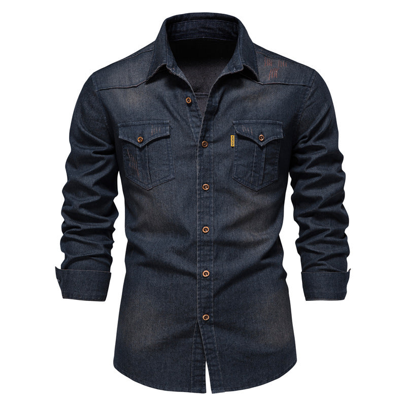 🎁Best Gift For Him✨Men's Denim Non-Iron Long Sleeve Shirt