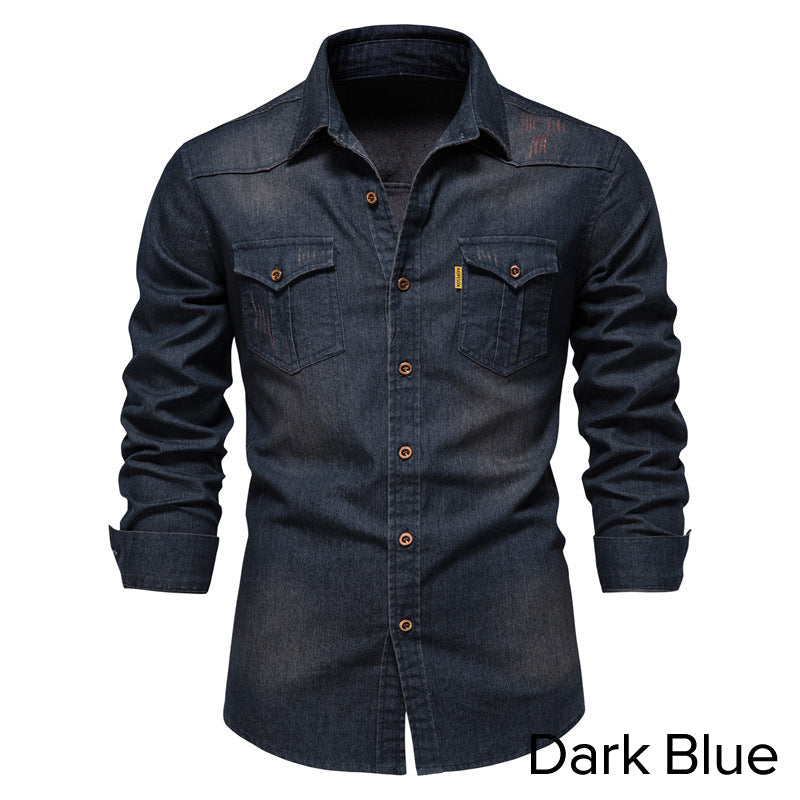 🎁Best Gift For Him✨Men's Denim Non-Iron Long Sleeve Shirt
