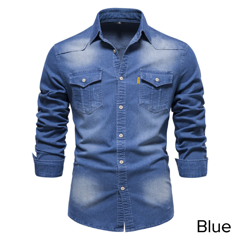 🎁Best Gift For Him✨Men's Denim Non-Iron Long Sleeve Shirt
