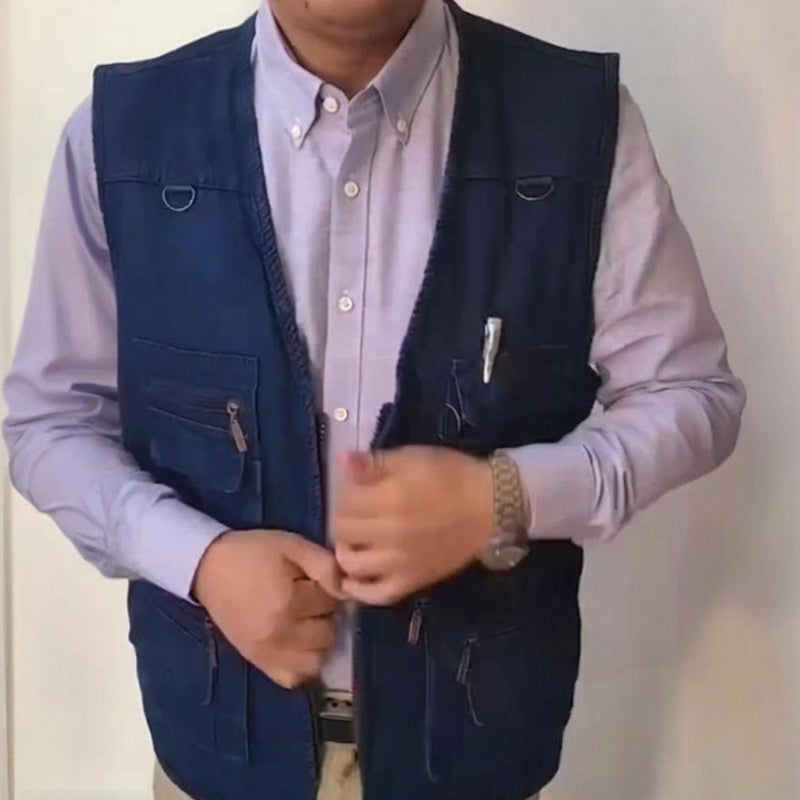 ☀️Men's Cotton Denim Vest-Plush Lining & Unlined Styles