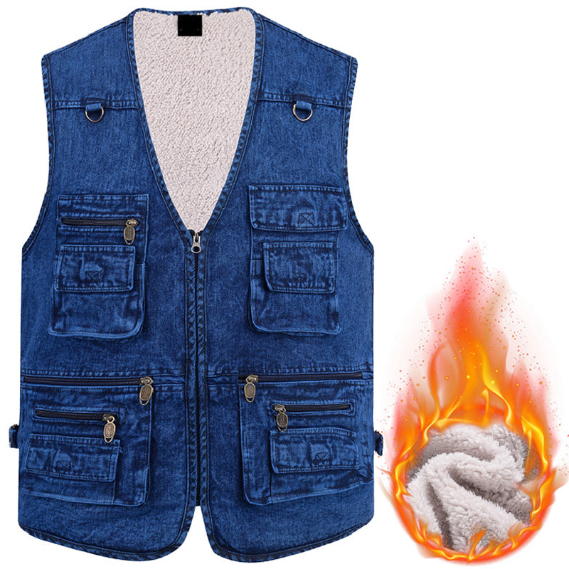 ☀️Men's Cotton Denim Vest-Plush Lining & Unlined Styles