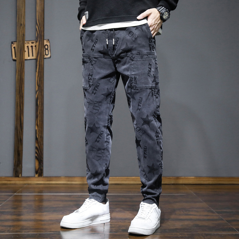 ✨👖Men's Multi-Pocket Printed Slim-Fit Straight-Leg Pants