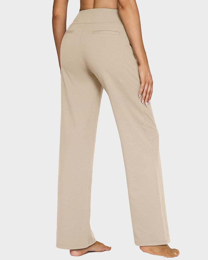 Women's High Waist Stretch Casual Yoga Wide Leg Pants