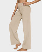 Women's High Waist Stretch Casual Yoga Wide Leg Pants