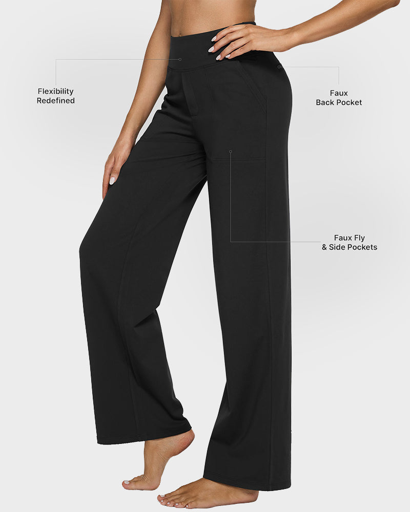 Women's High Waist Stretch Casual Yoga Wide Leg Pants