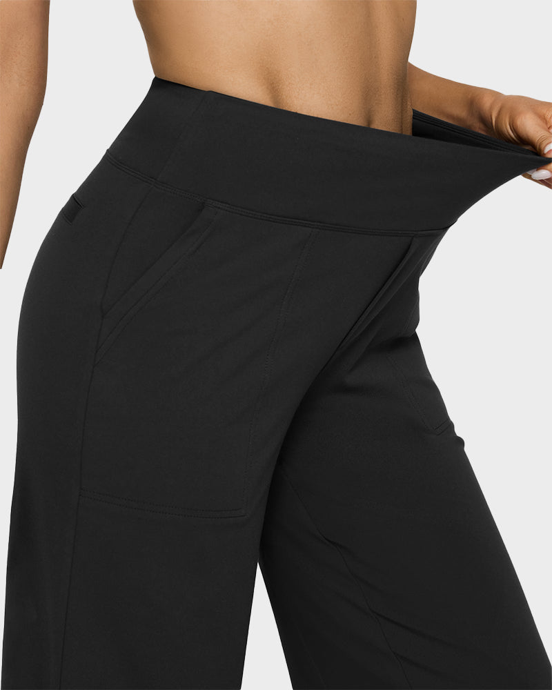 Women's High Waist Stretch Casual Yoga Wide Leg Pants
