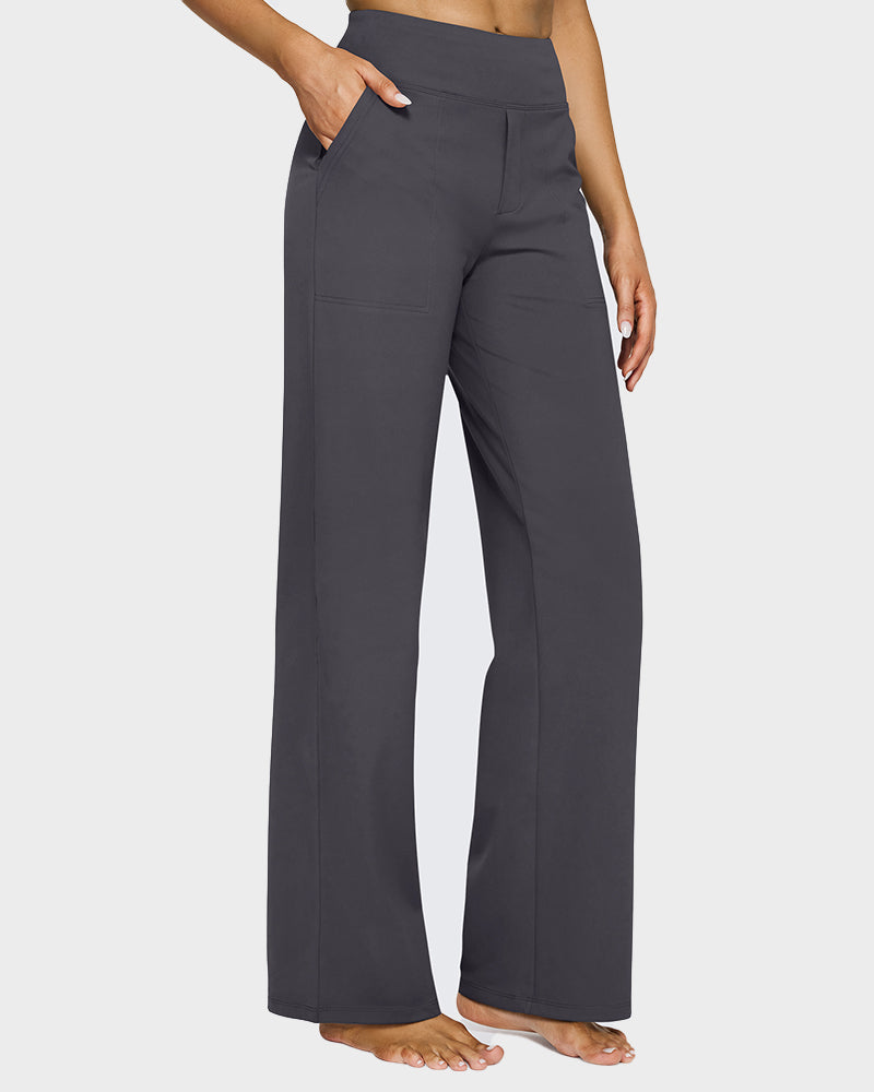 Women's High Waist Stretch Casual Yoga Wide Leg Pants