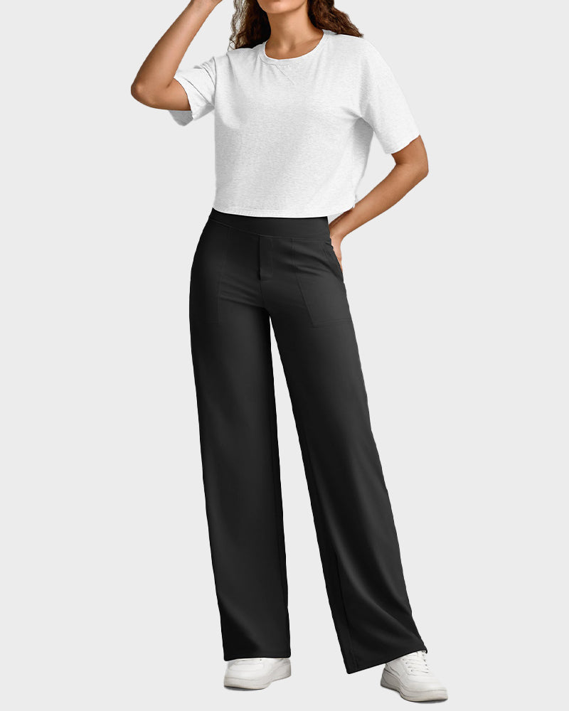 Women's High Waist Stretch Casual Yoga Wide Leg Pants