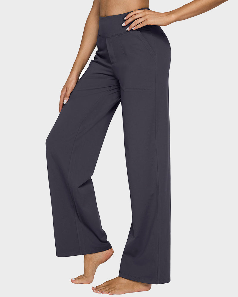 Women's High Waist Stretch Casual Yoga Wide Leg Pants