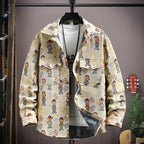 Men's Floral Collar Jacquard Button-Down Jacket