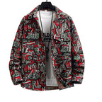 Men's Floral Collar Jacquard Button-Down Jacket