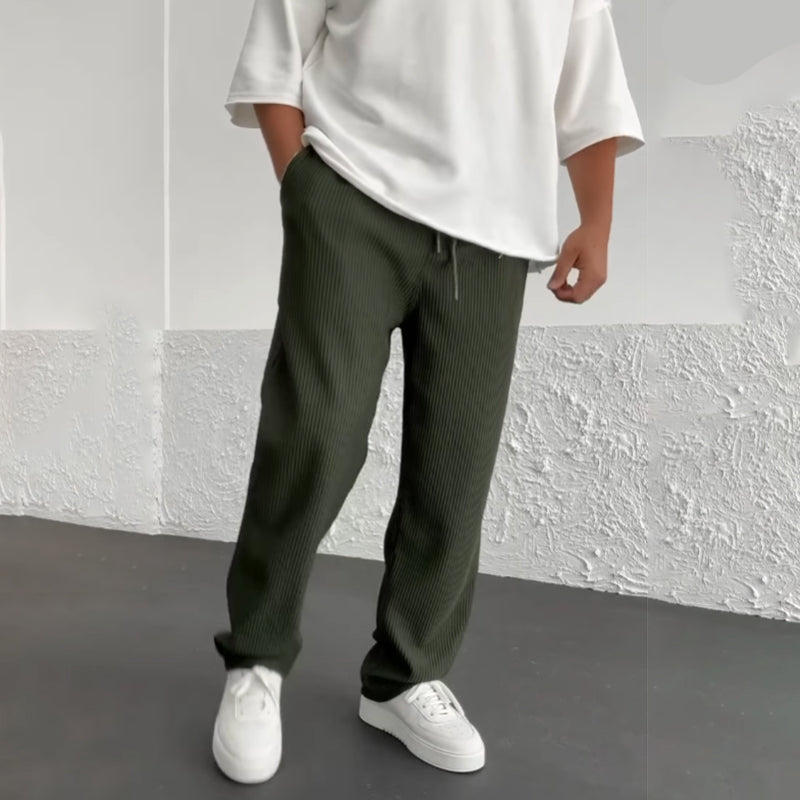Men's Ribbed Straight-Leg Pants