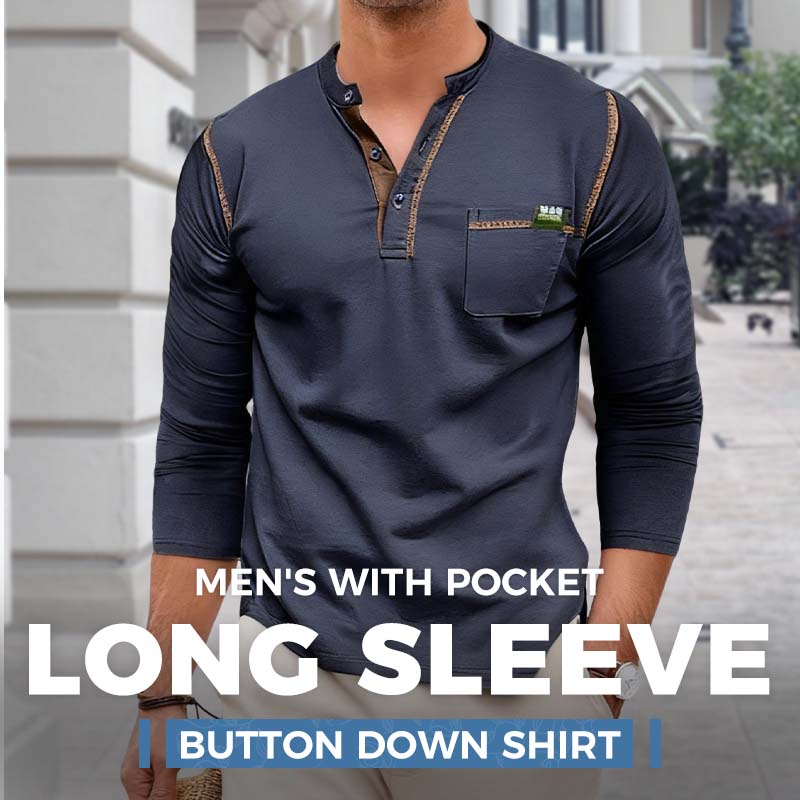 Men's Long Sleeve Button Down Shirt with Pocket