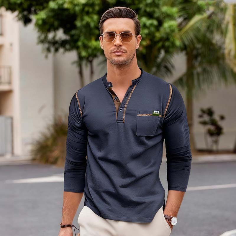 Men's Long Sleeve Button Down Shirt with Pocket
