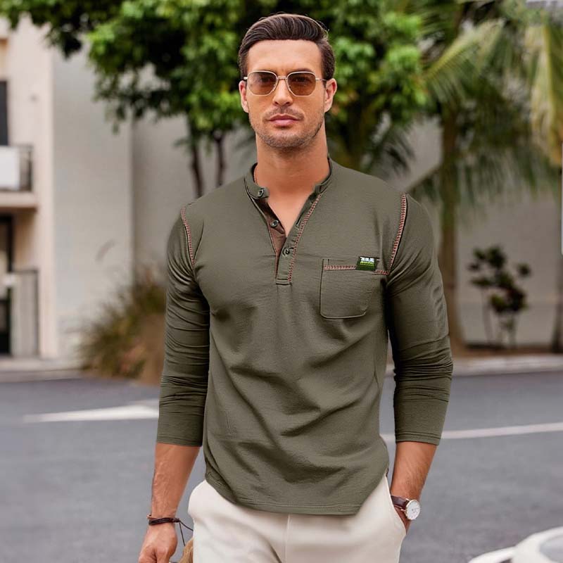Men's Long Sleeve Button Down Shirt with Pocket