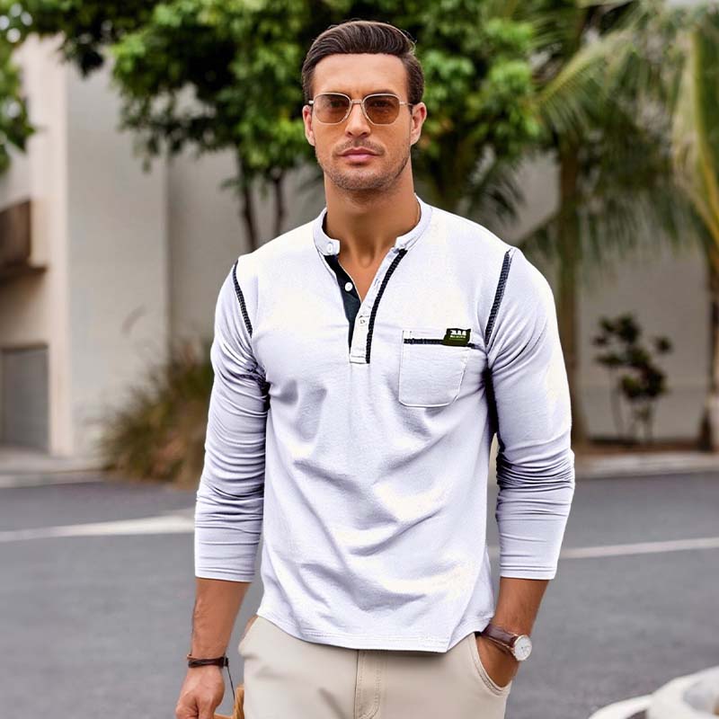 Men's Long Sleeve Button Down Shirt with Pocket
