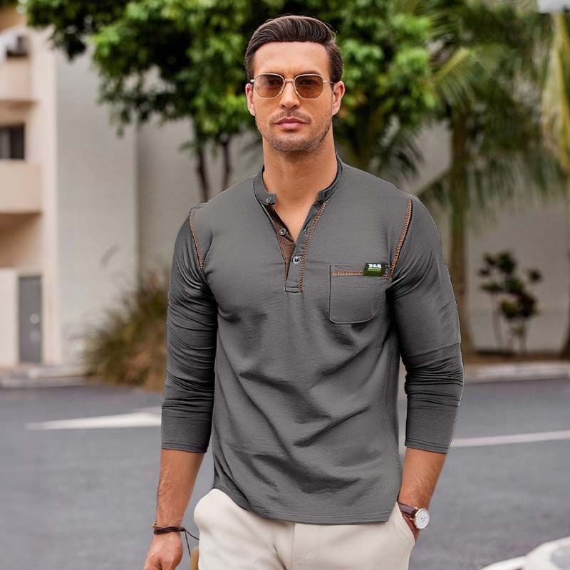 Men's Long Sleeve Button Down Shirt with Pocket