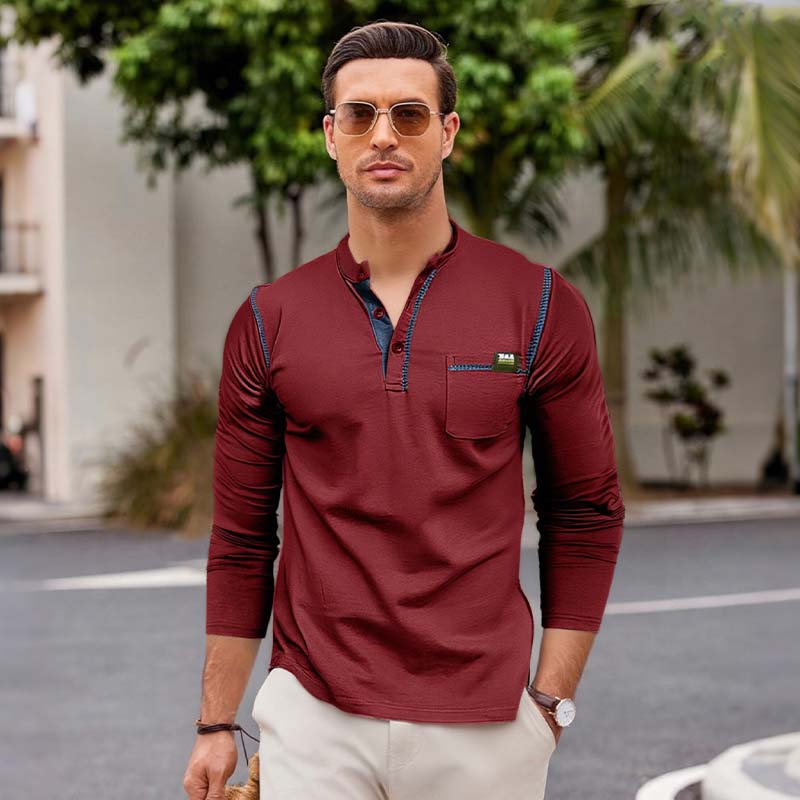 Men's Long Sleeve Button Down Shirt with Pocket
