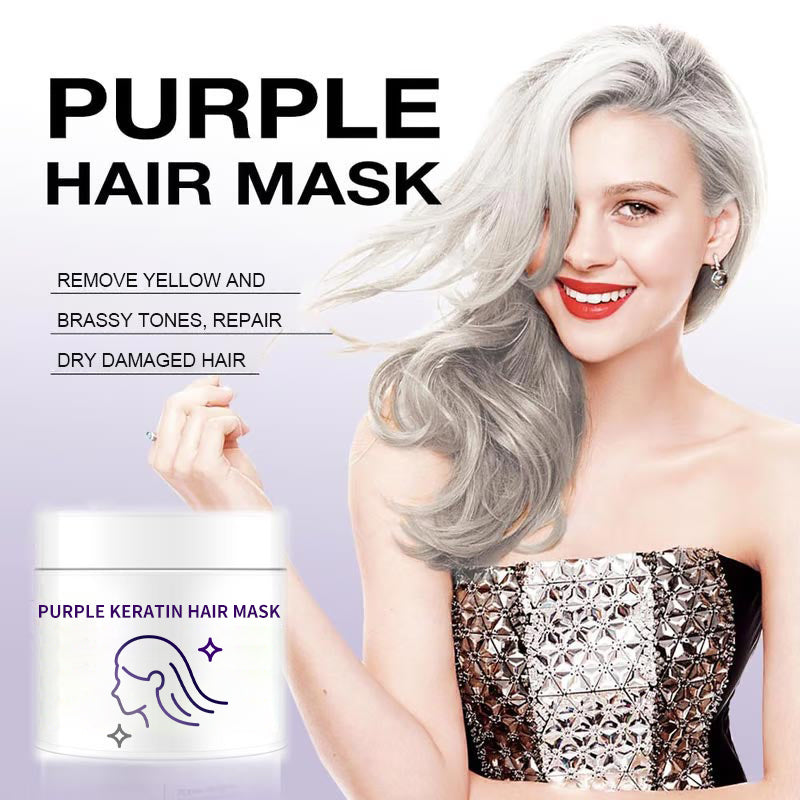 💗LAST DAY - BUY 1 GET 1 FREE💗Purple Keratin Hair Mask - Intense Repair for Curly or Color-Treated Hair, Restores Shine & Softness in 3 Mins🌿🧴