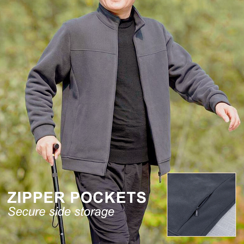 Men's Casual Patchwork Stand Collar Warm Jacket