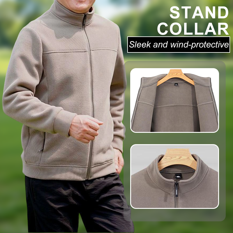 Men's Casual Patchwork Stand Collar Warm Jacket